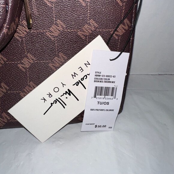 Nicole Miller New York Brown Monogram Crossbody Bag With Coin Purse NWT - Picture 3 of 7